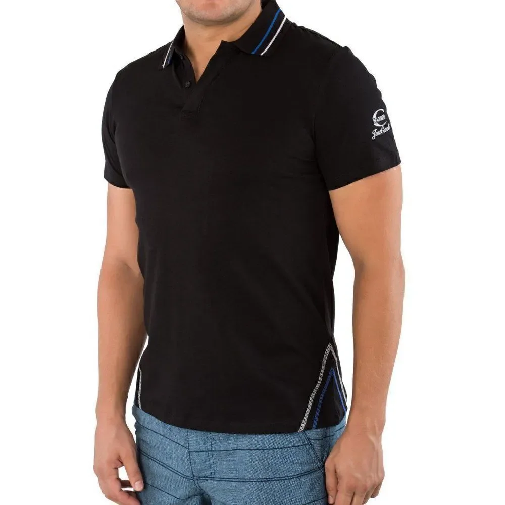 New Just Cavalli Men Black 3-Button Classic Light Cotton Polo Shirt Tee XS - Picture 3 of 5
